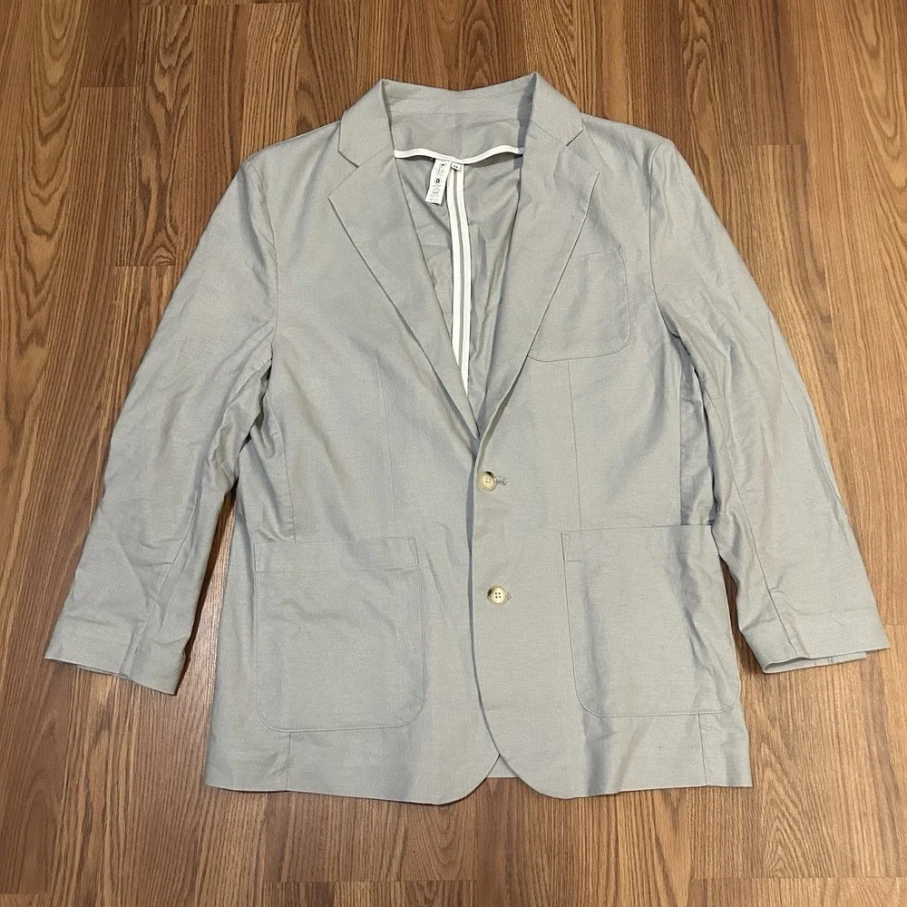 State & Liberty Men's Unstructured Linen Unlined Blazer Slate Gray Sport Coat 44